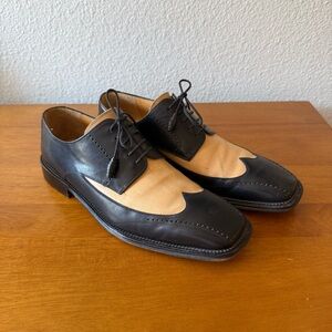 Mezlan Two-Tone Black and Tan Men's “Campania” spectator oxfords US 9